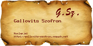 Gallovits Szofron névjegykártya